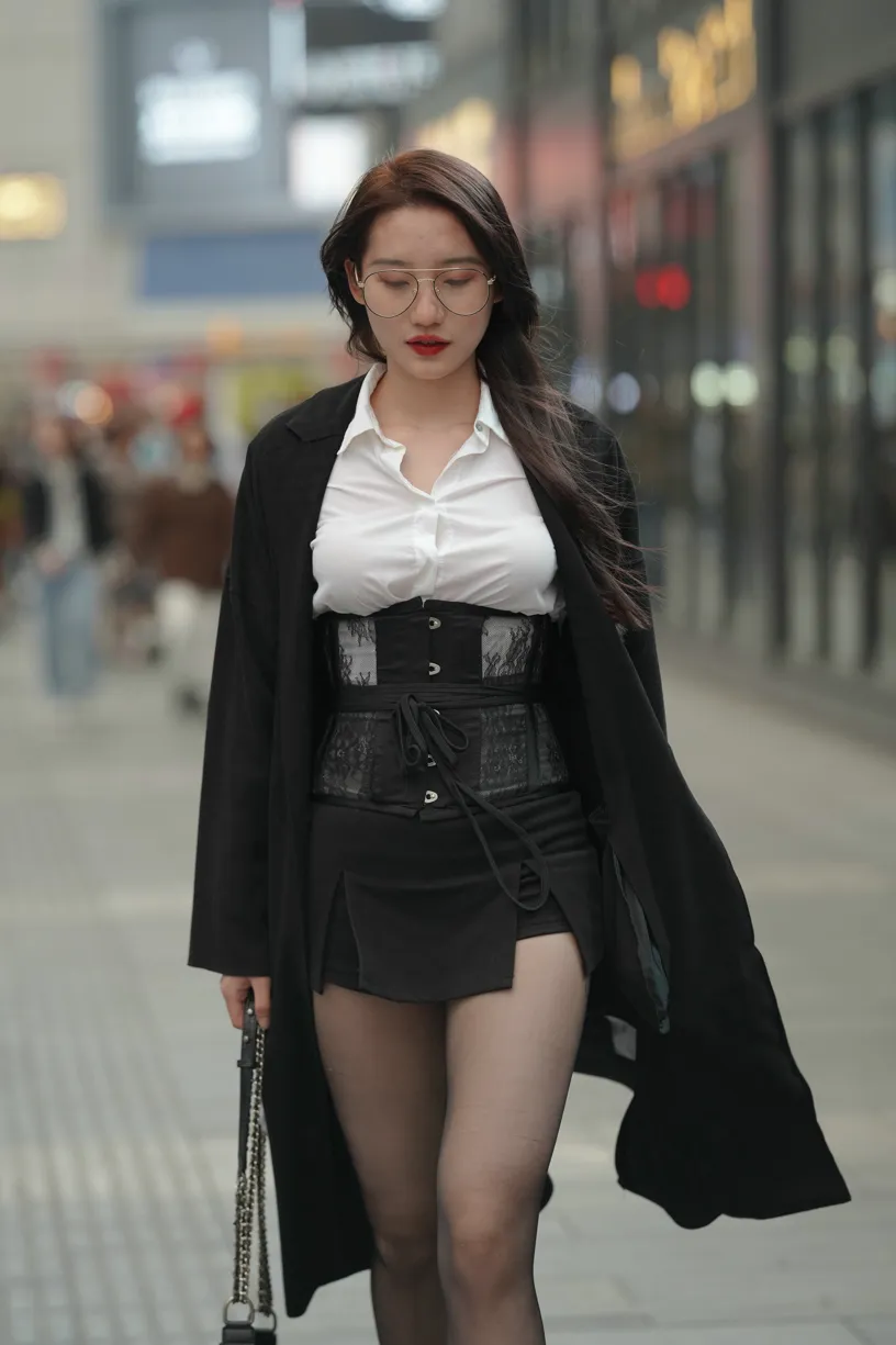 [Mzsock] NO.160 Long legs in black stockings street photography#[105P]-48